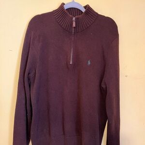 Polo By Ralph Lauren Mock Neck Long Sleeve Rib Trim 1/4 Zip Pullover Sweater XXL